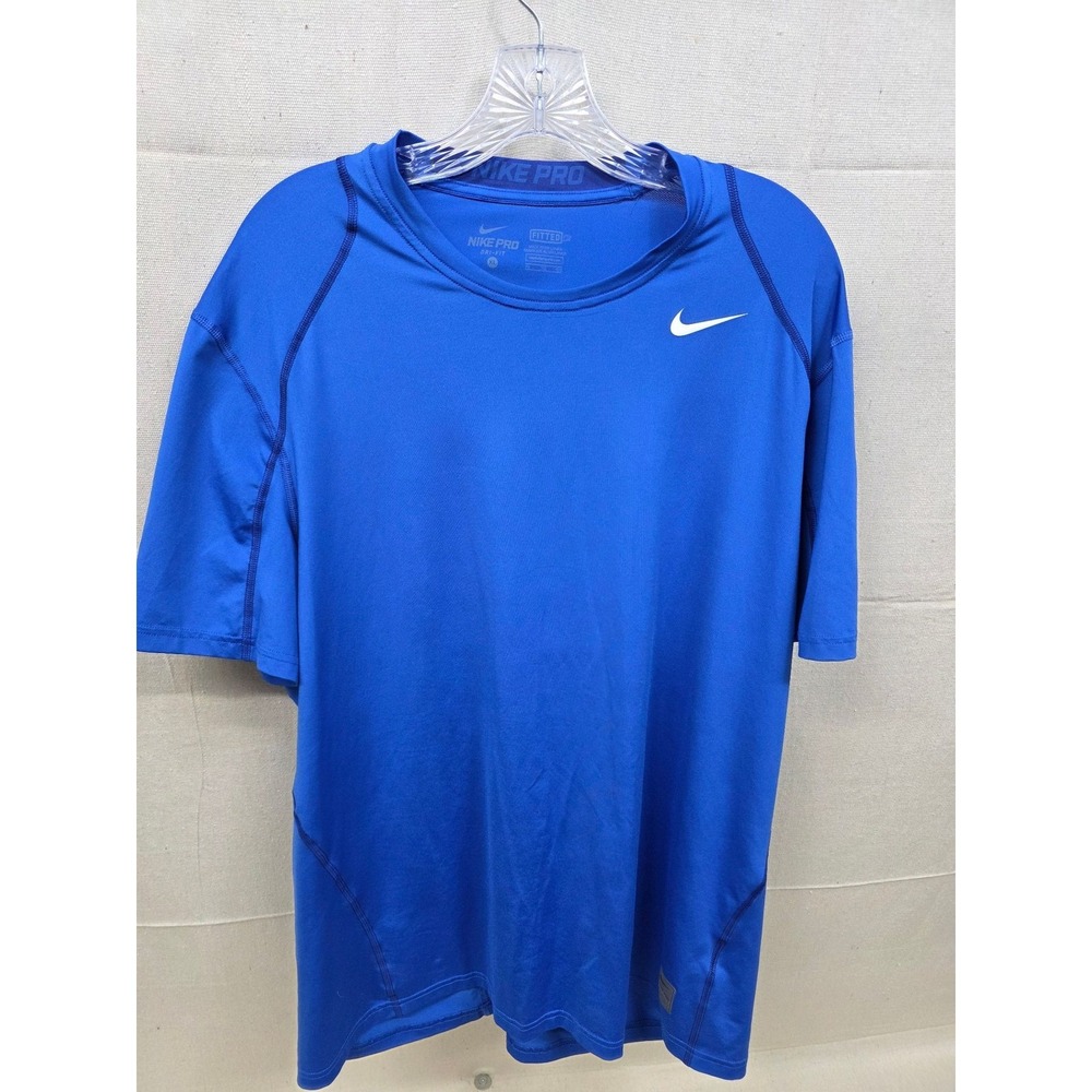 Nike Pro Dri-FIT Mens XL Blue Fitted Short Sleeve Training Shirt Performance Tee